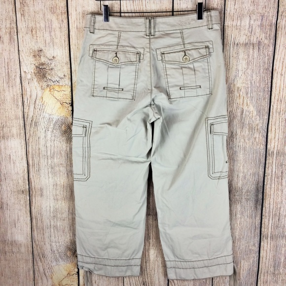 SOLD Jeans Khaki Stretch Cropped Cargo Pants Sz 12 - Picture 2 of 7